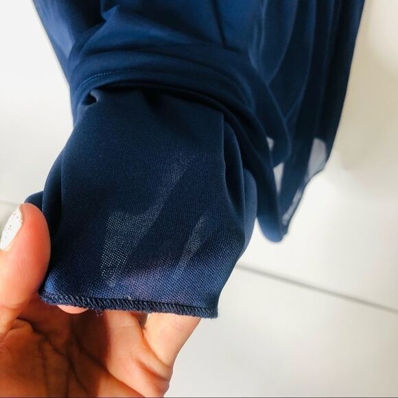 David’s Bridal Blue Marine Cap Sleeve Lace Dress Mother of the Bride - Picture 4 of 11